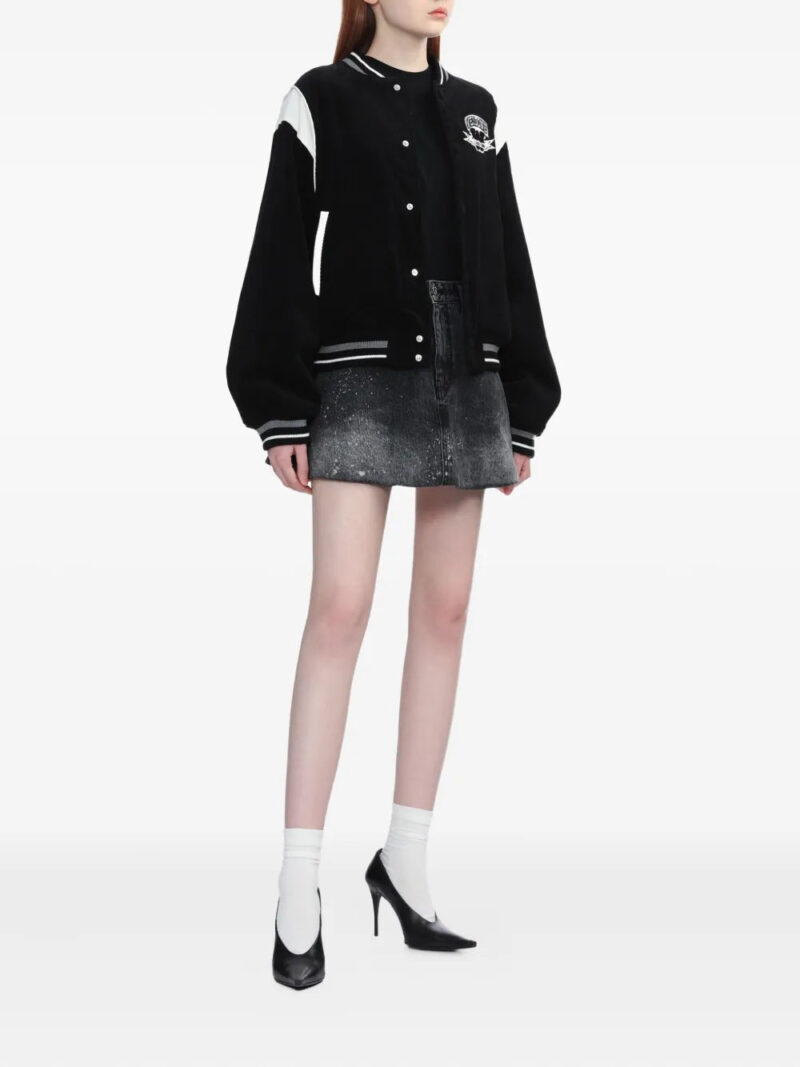 We11done varsity-style teddy bear bomber jacket