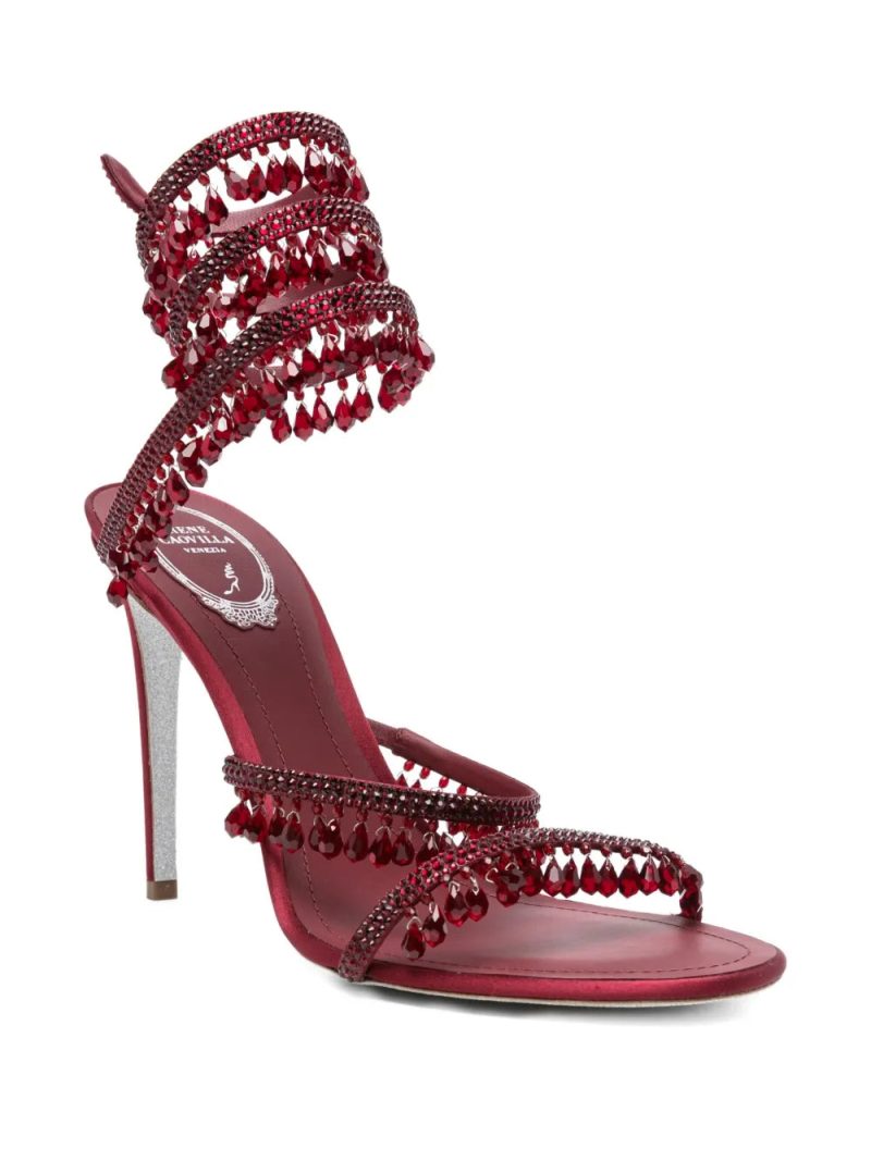 René Caovilla 110mm embellished satin heeled sandals