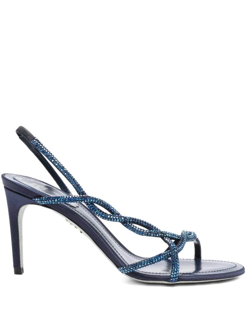 René Caovilla  80mm Braid crystal-embellished slingback sandals