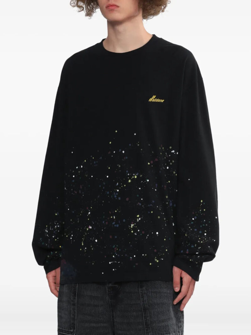We11done paint-splatter long-sleeved T-shirt