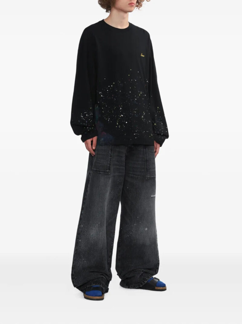 We11done paint-splatter long-sleeved T-shirt