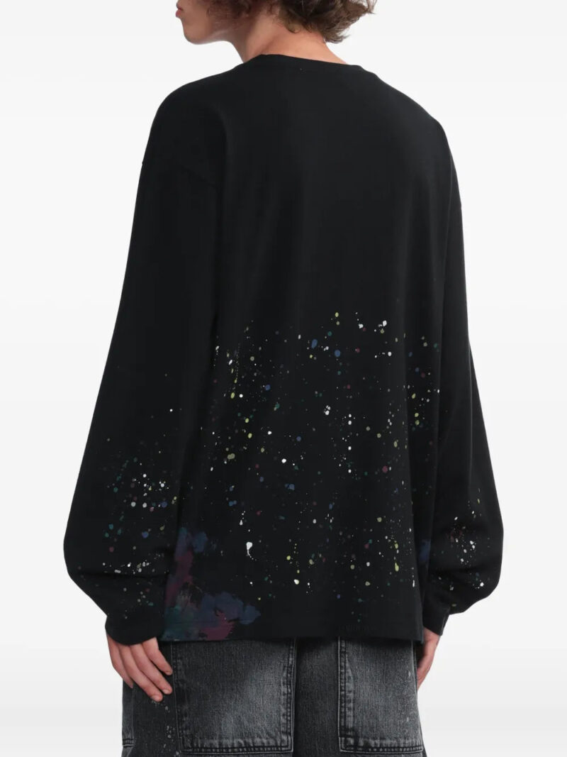We11done paint-splatter long-sleeved T-shirt