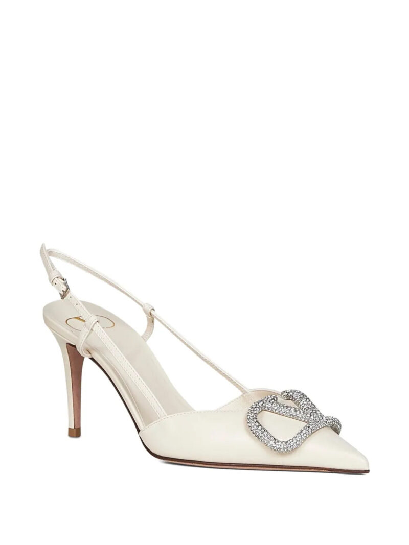 Valentino Garavani  80mm V-logo signature crystal-embellished slingback pumps