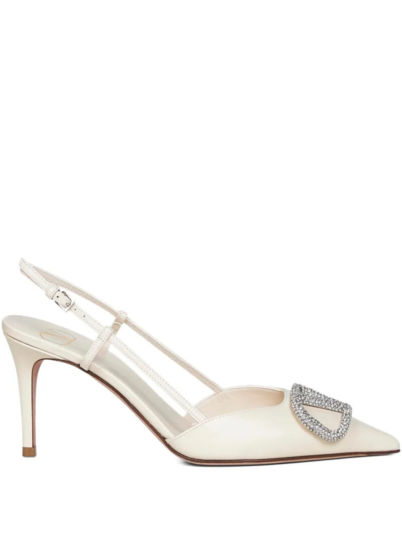 Valentino Garavani  80mm V-logo signature crystal-embellished slingback pumps