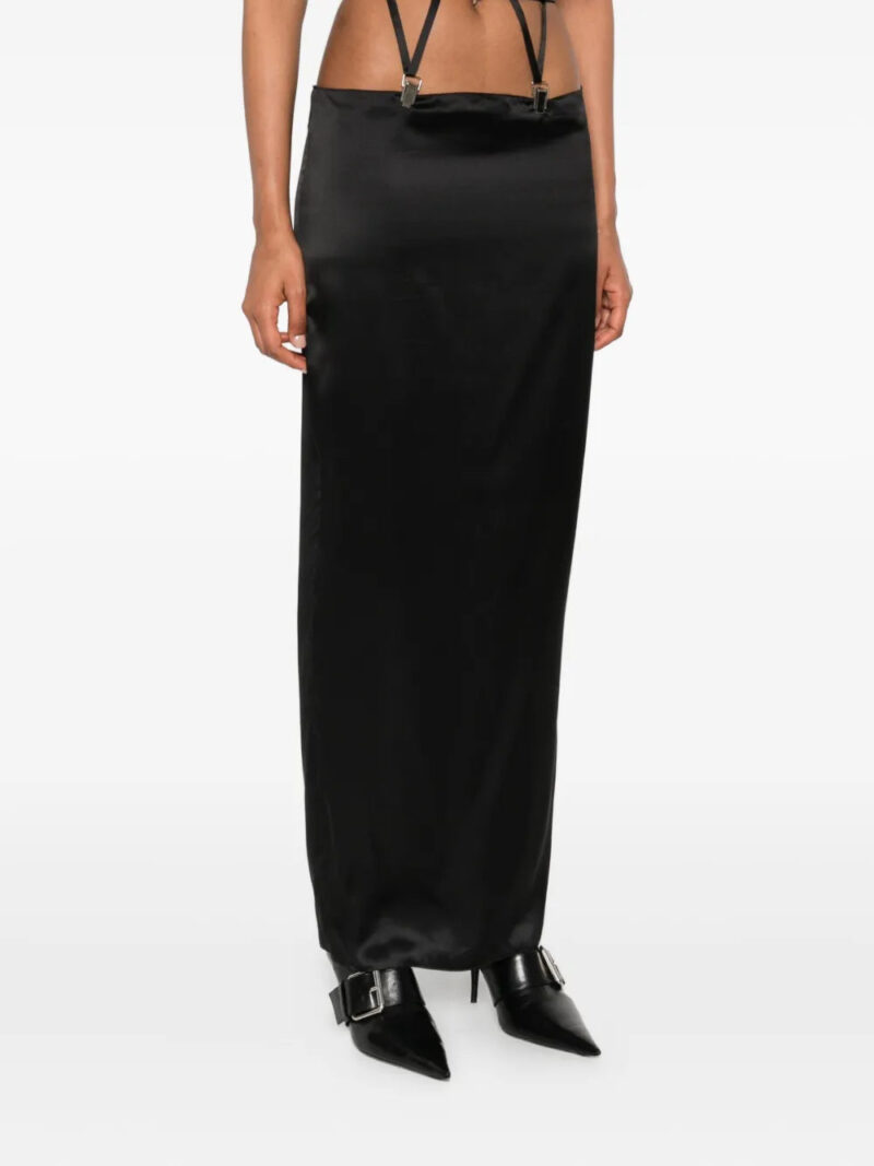 Vestiaire d'un Oiseau Libre  suspenders-detail silk midi skirt
