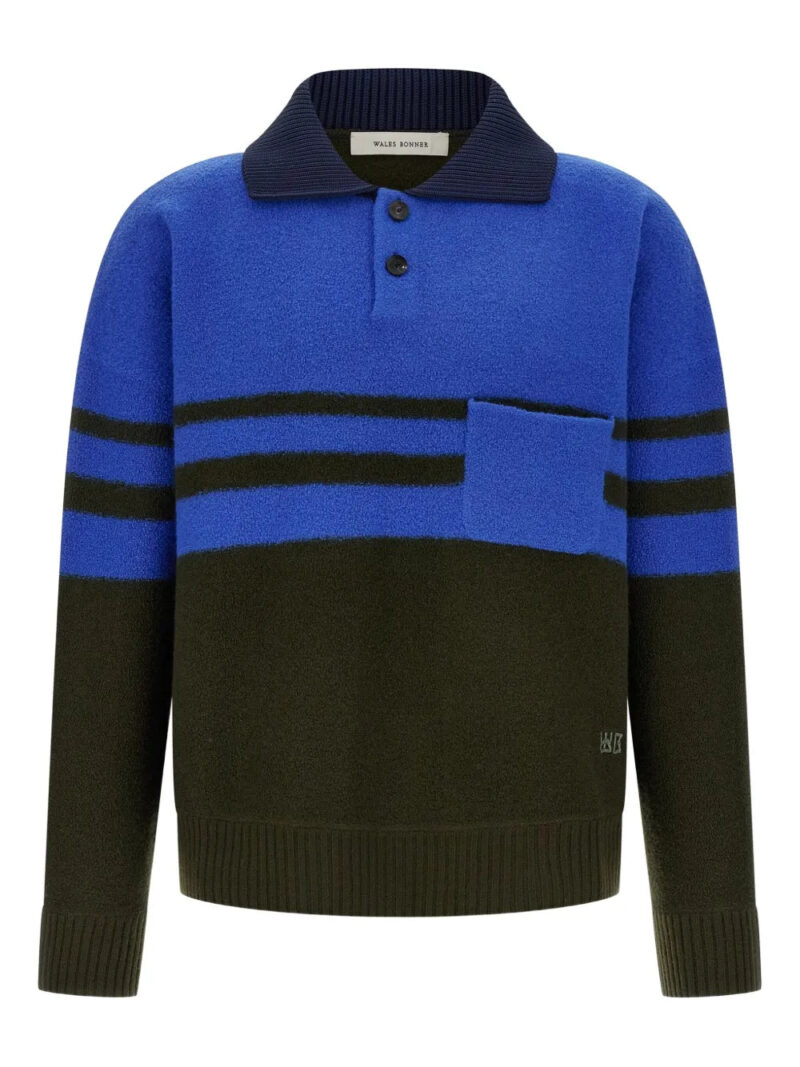 Wales Bonner  Calm stripe-panel polo shirt