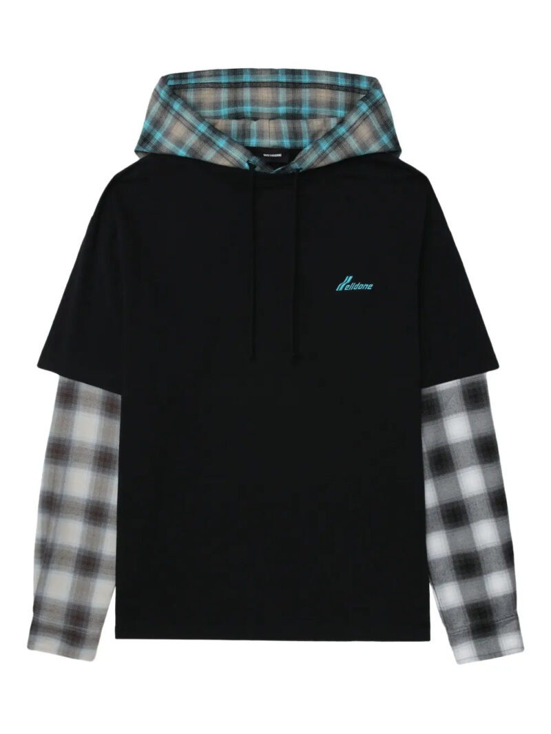 We11done  plaid-paneled hooded top