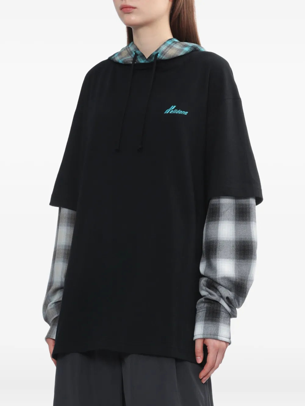 We11done plaid-paneled hooded top - Image 3