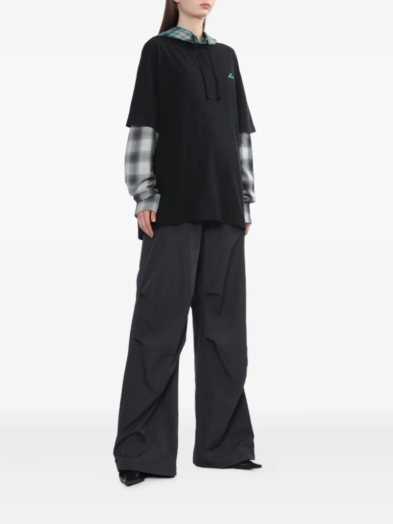 We11done  plaid-paneled hooded top