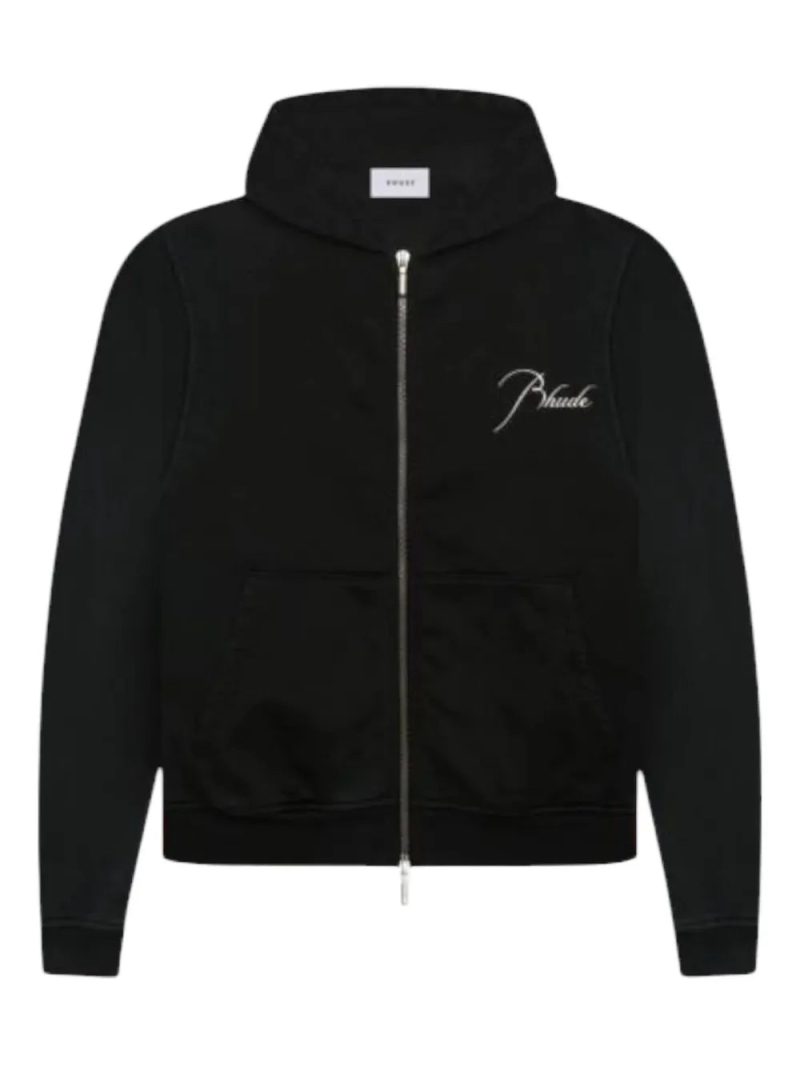 RHUDE  logo-embroidered zip-up hoodie