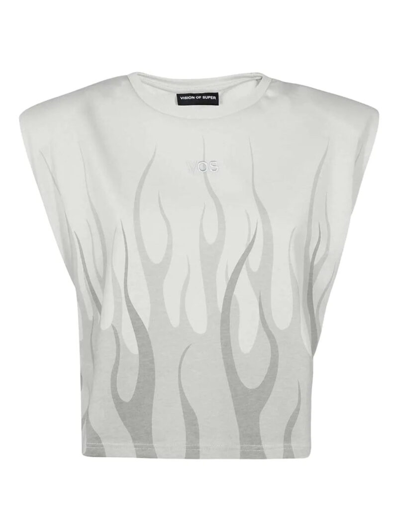 Vision Of Super  flame-print padded-shoulder top