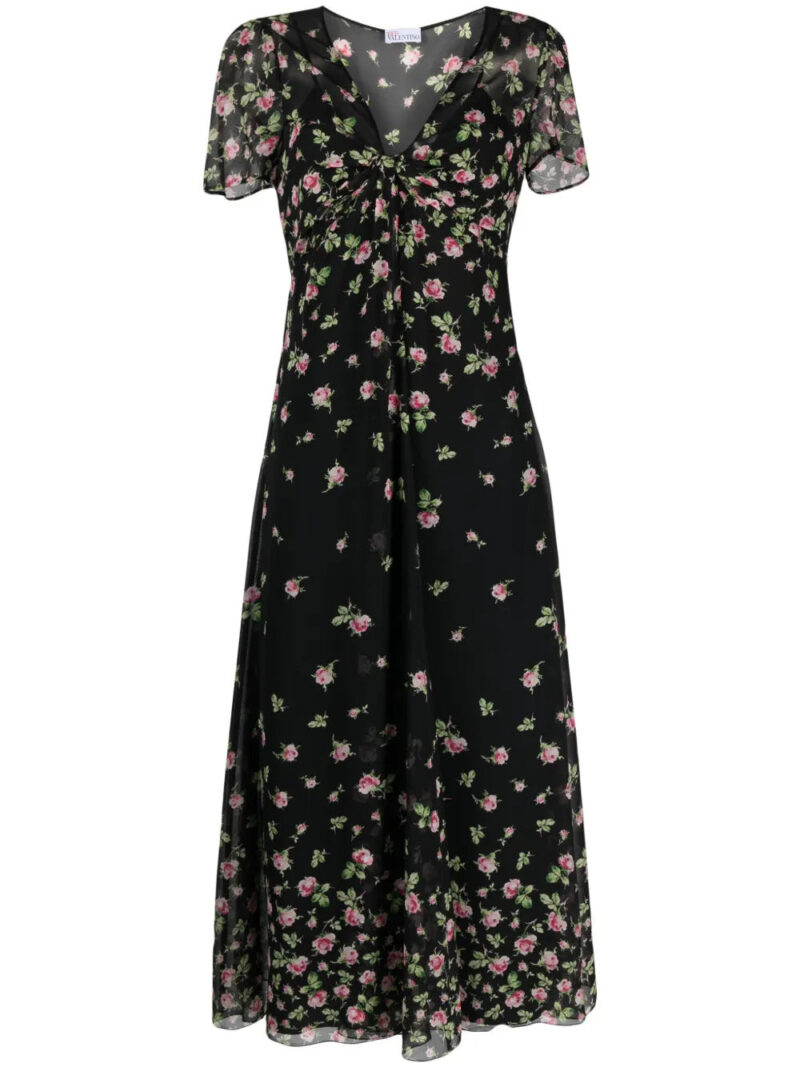 Valentino Garavani  floral-print chiffon midi dress