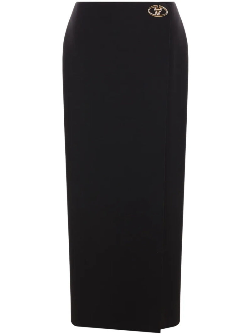 Valentino Garavani  logo-plaque wool pencil skirt