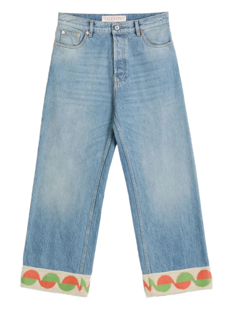 Valentino Garavani  jacquard-hem jeans