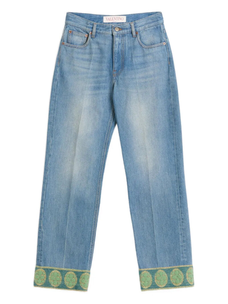 Valentino Garavani  jacquard-trim jeans