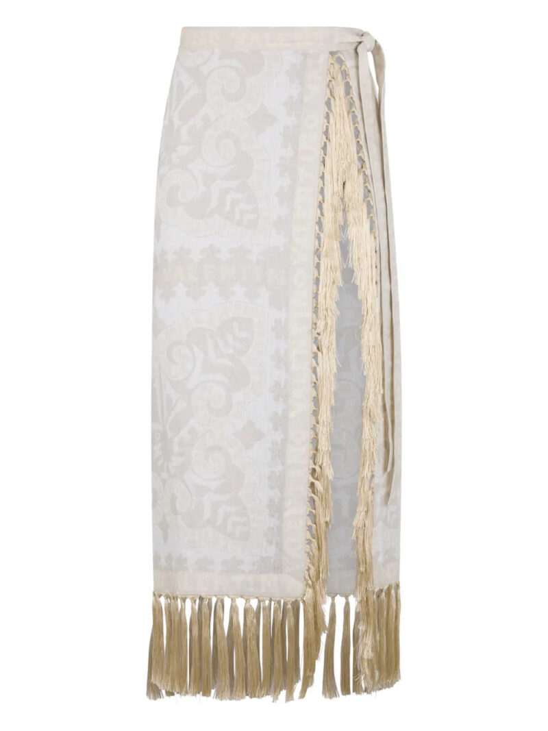 Valentino Garavani  fringed patterned midi skirt