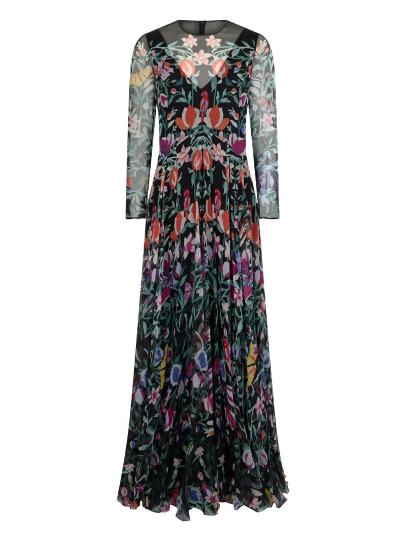Valentino Garavani  floral long-sleeved midi dress