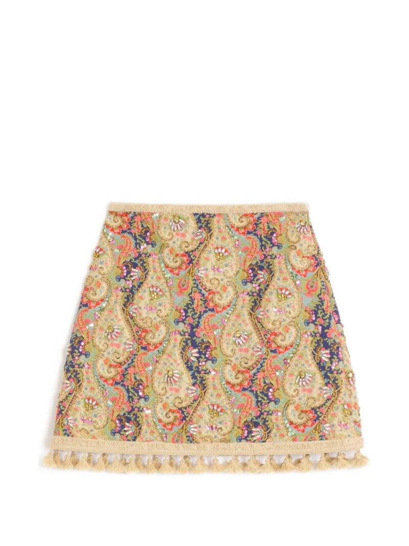 Valentino Garavani  embroidered skirt on piquet with paisley Voyage Imaginaire-print