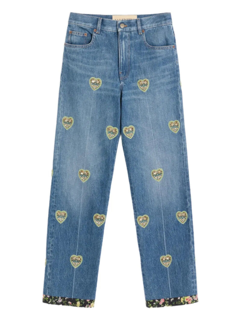 Valentino Garavani  heart-embossed jeans