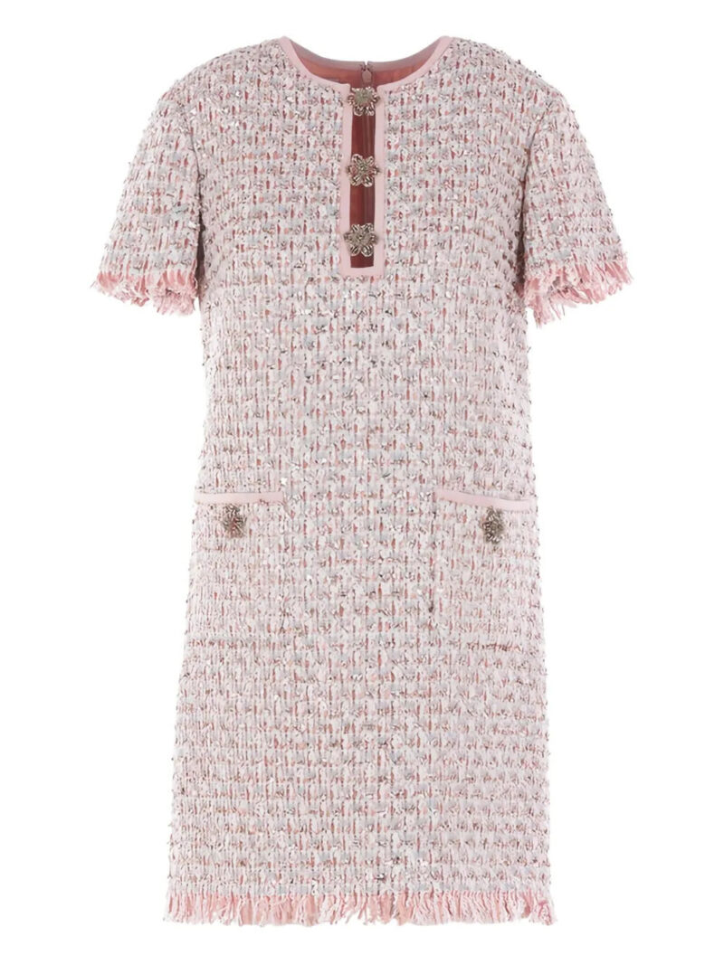 Valentino Garavani  embellished-button tweed mini dress