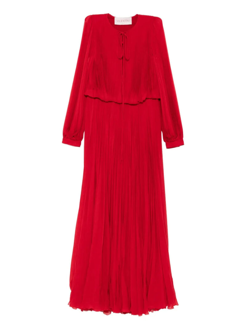 Valentino Garavani  pleated long-sleeve dress