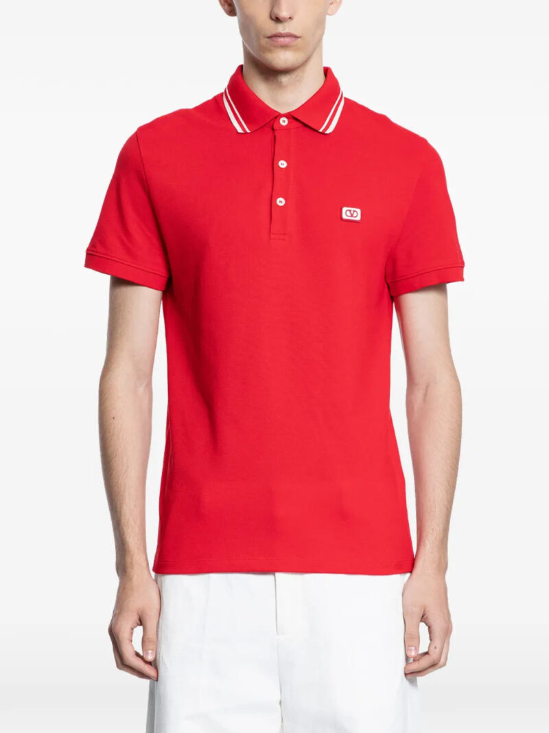 Valentino Garavani  striped-collar polo shirt