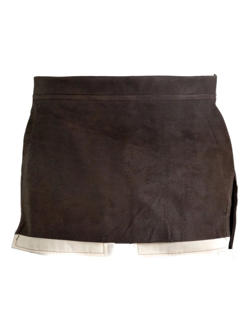 Rick Owens  rear-zip suede skirt