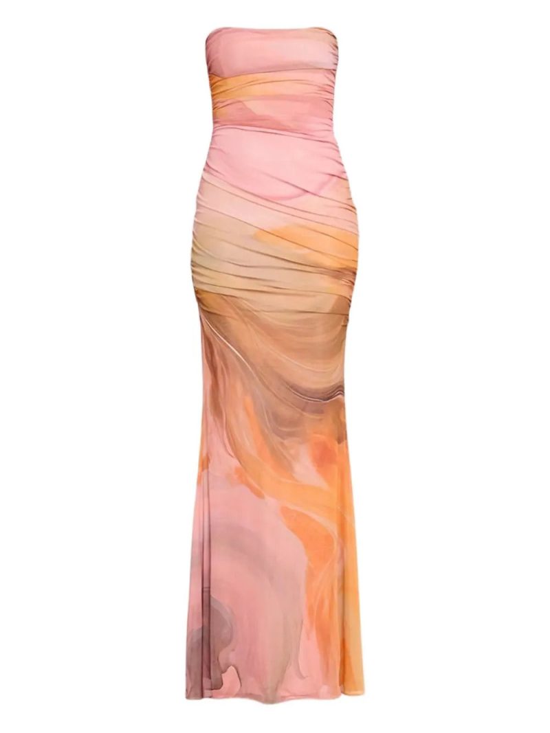 Retrofete Isadore ruched strapless maxi dress
