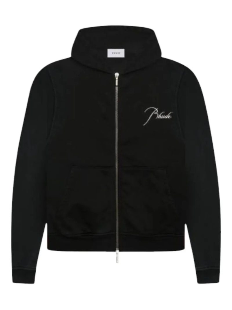 RHUDE  logo-embroidered zip-up hoodie