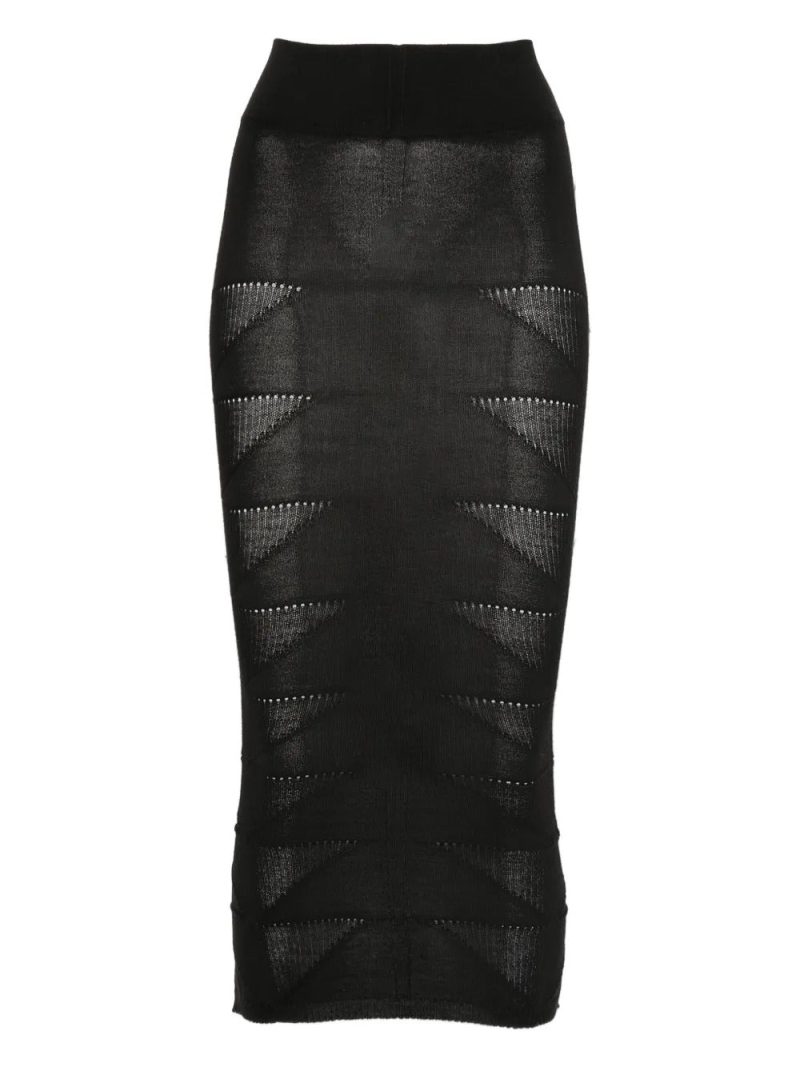 Rick Owens  geometric-pattern wool skirt