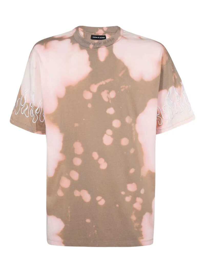 Vision Of Super  flame-embroidered bleached T-shirt