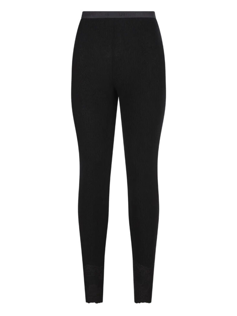 Valentino Garavani  ribbed lace-detailed leggings