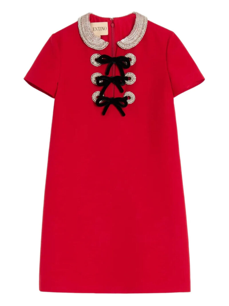 Valentino Garavani  embroidered crepe couture mini dress