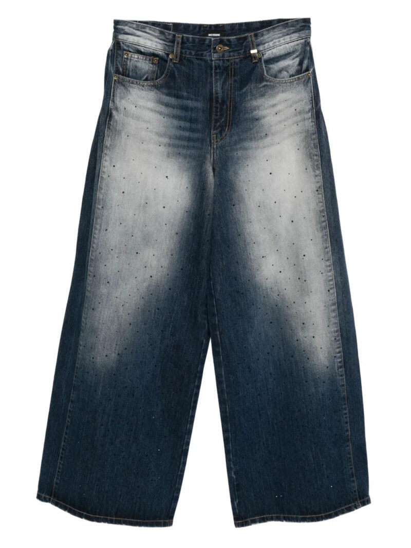We11done  rhinestone straight-leg jeans