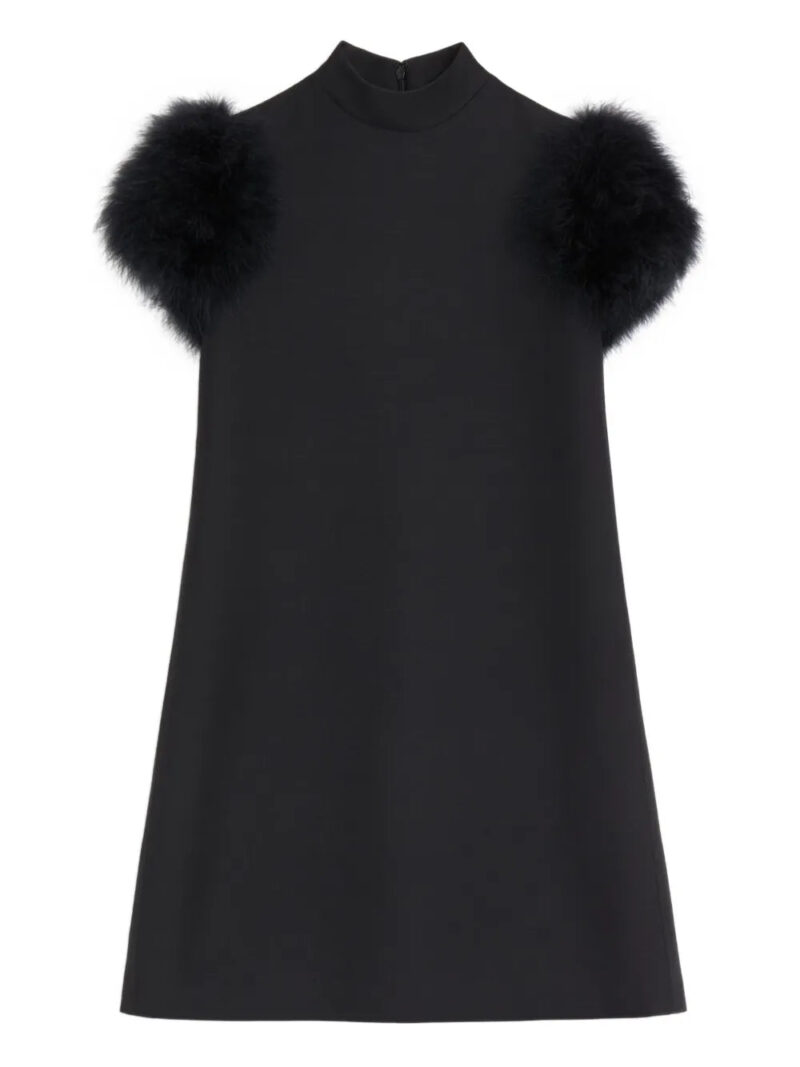 Valentino Garavani  Crepe Couture feather mini dress