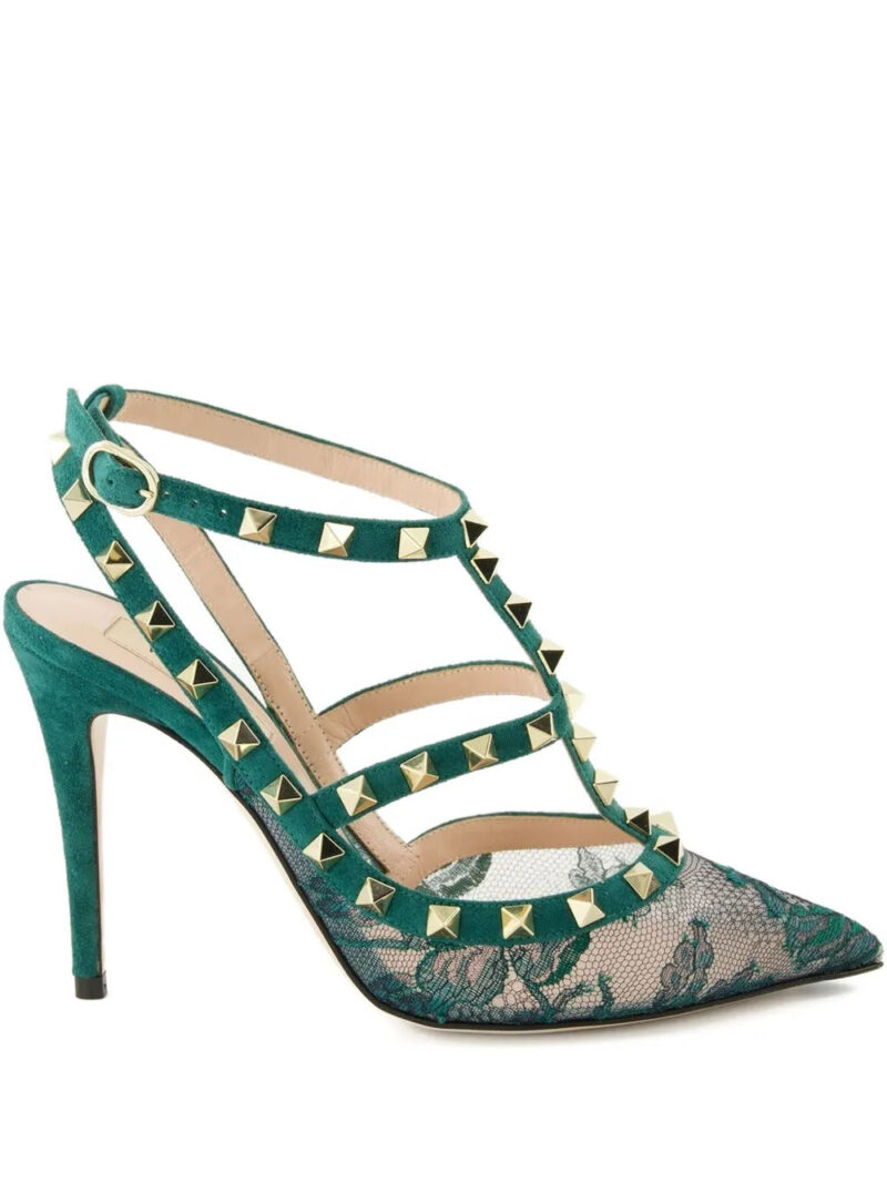 Valentino Garavani  100mm rockstud lace court pumps