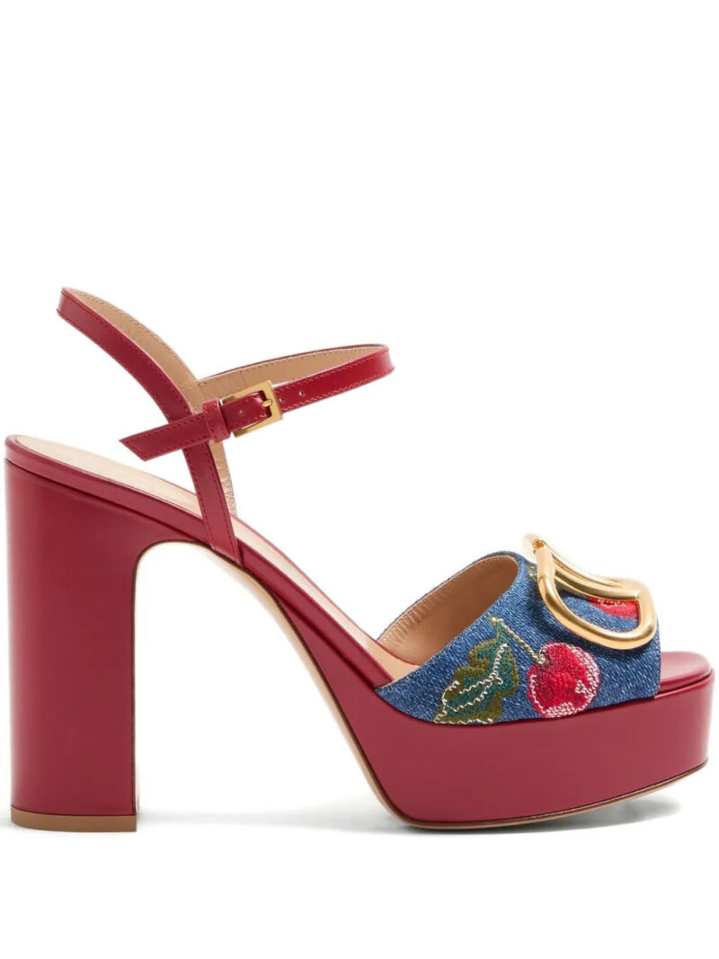 Valentino Garavani  cherryfic-embroidery vlogo-signature platform sandals