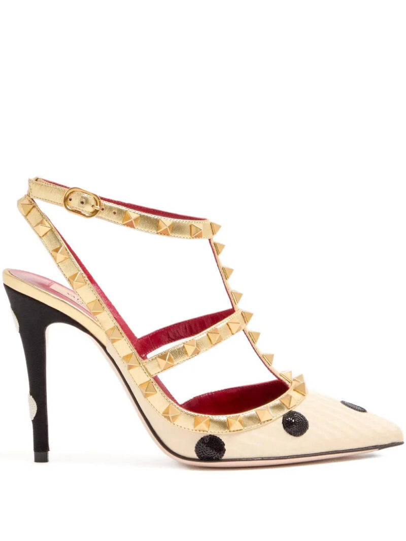 Valentino Garavani  Rockstud pumps with plus de pois embroidery