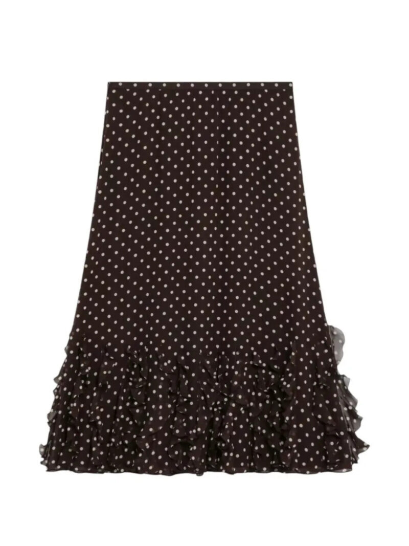 Valentino Garavani  polka dot ruffled midi skirt