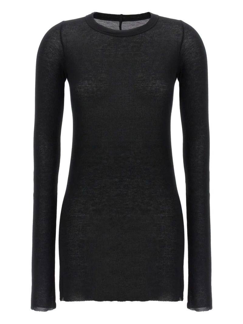 Rick Owens  ribbed raw-cut detail T-shirt