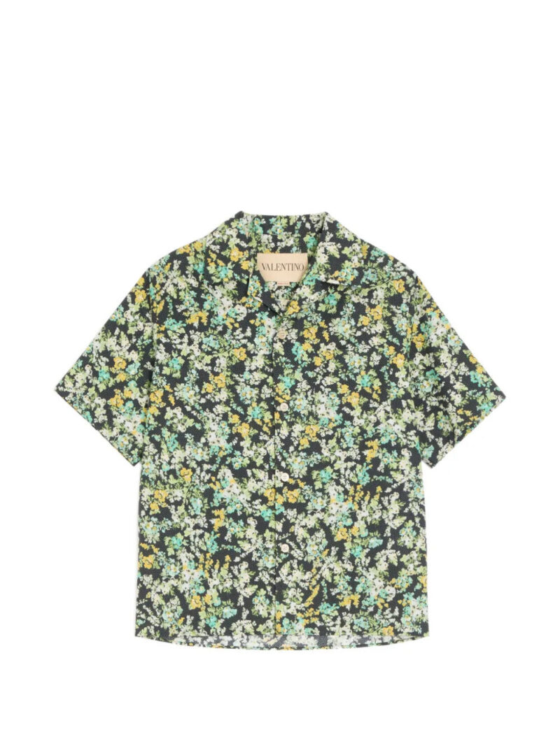 Valentino Garavani  Valentino cotton poplin bowling shirt with Papier Floral print