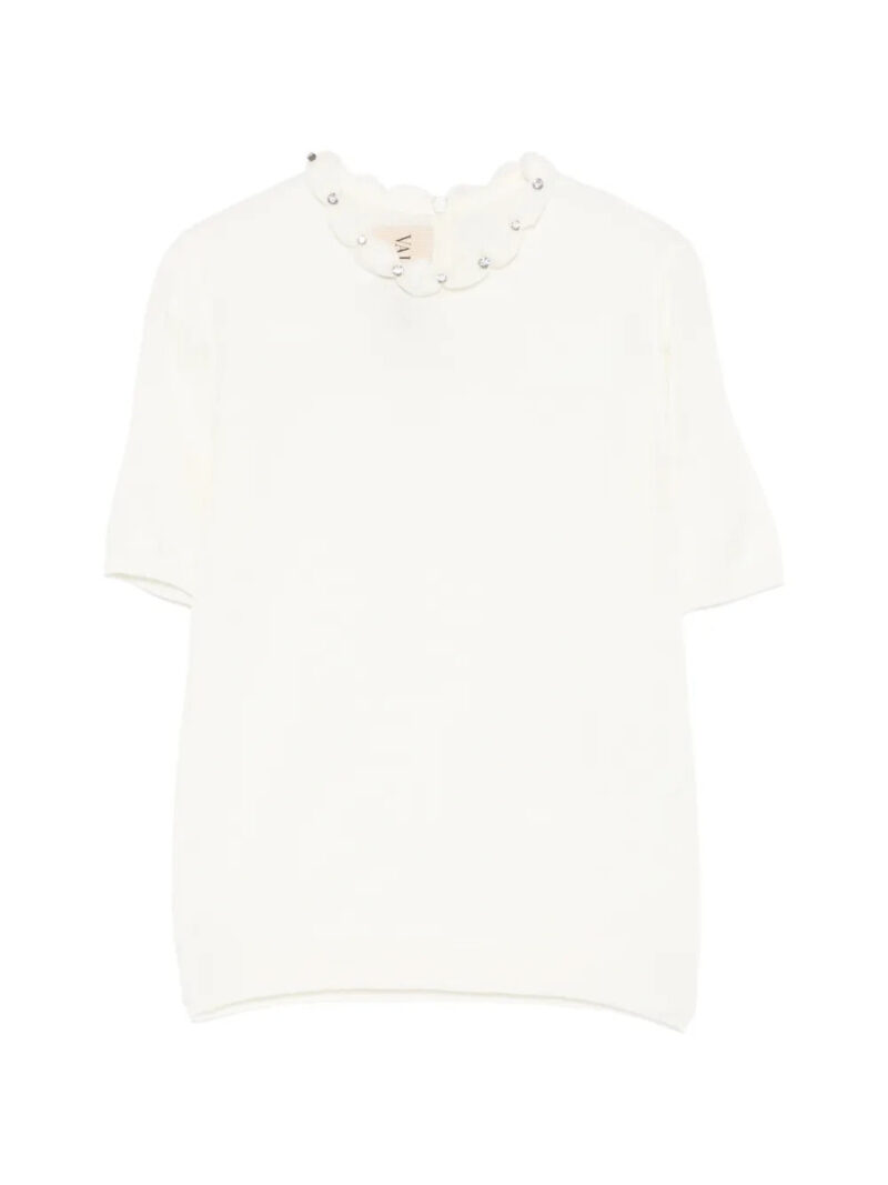 Valentino Garavani  embellished scalloped virgin wool blouse