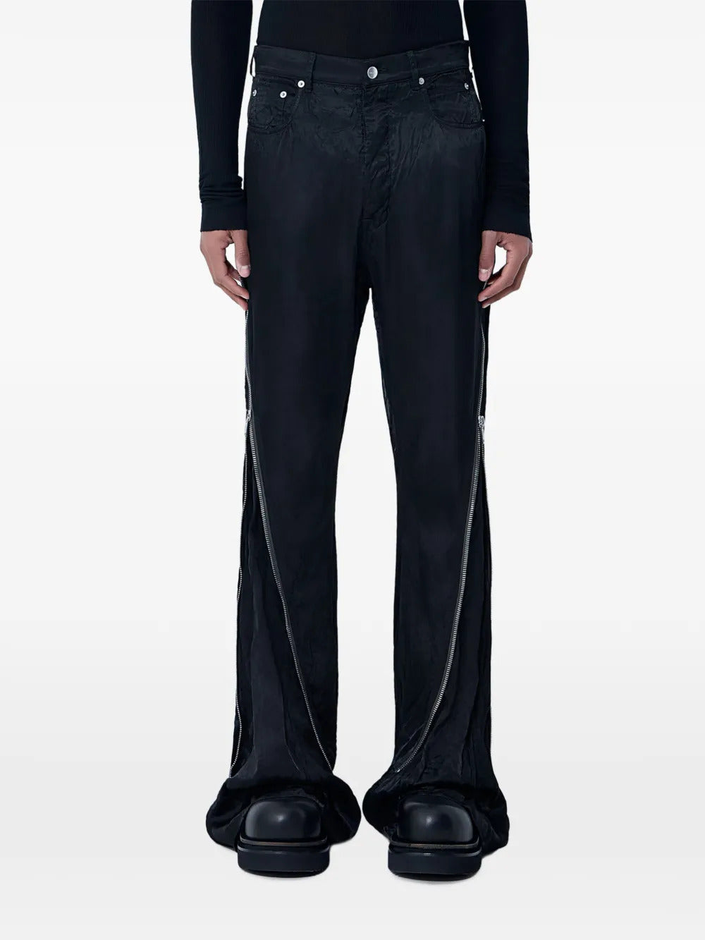 Rick Owens crinkled side-zip trousers