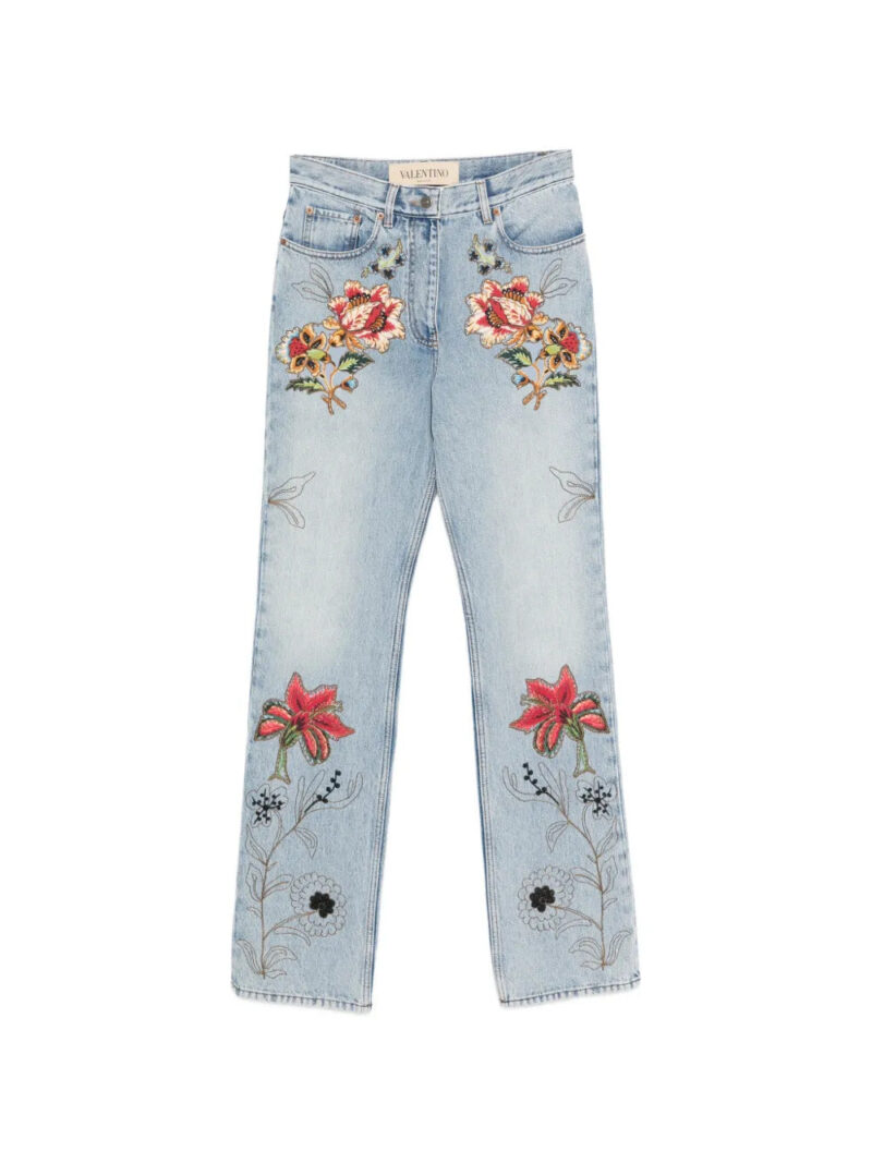 Valentino Garavani  floral-embroidery jeans