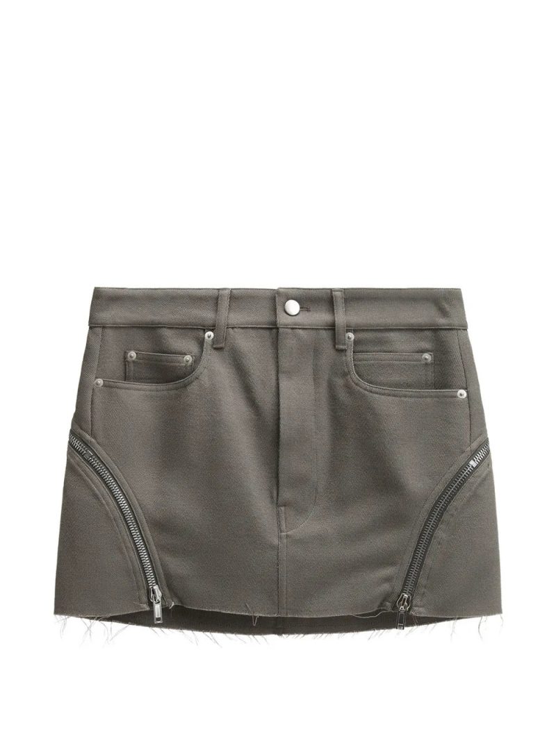 Rick Owens  zip-detail frayed mini skirt