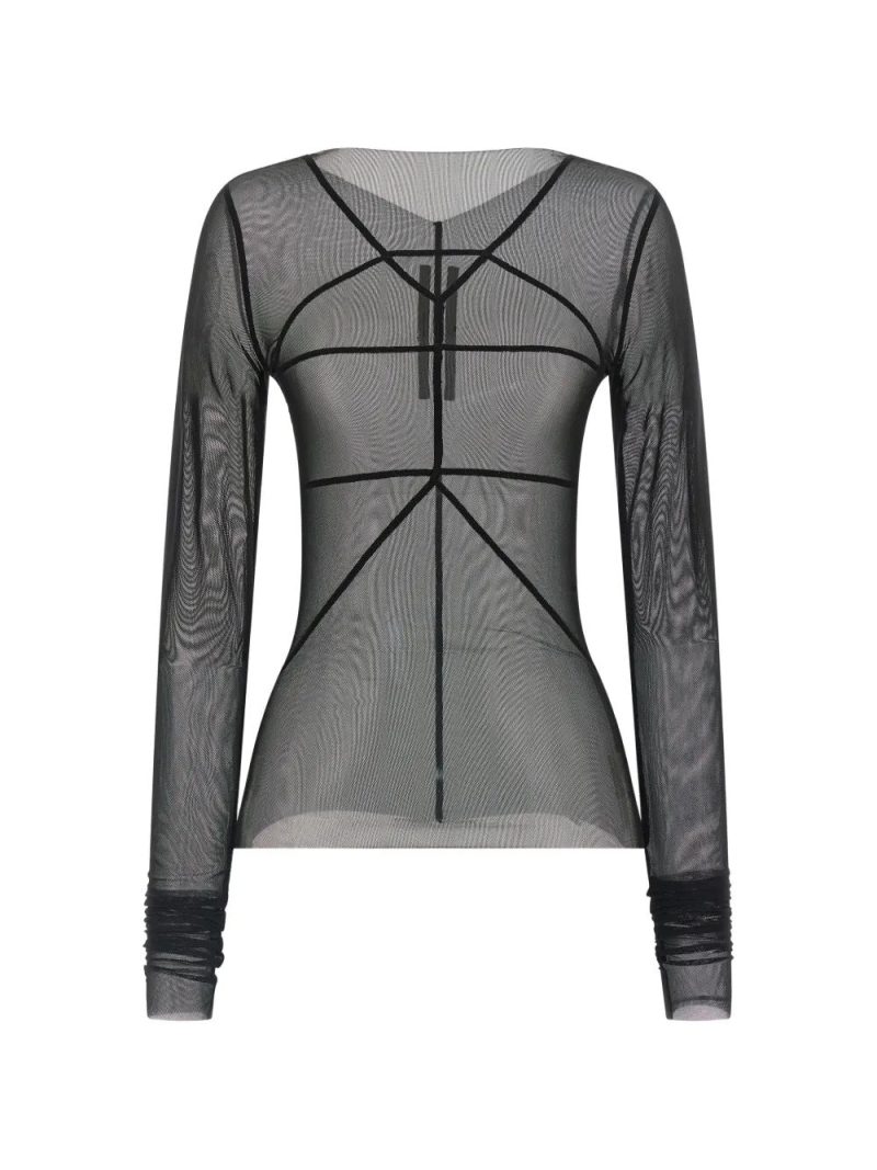 Rick Owens  geometric-stitching asymmetric-neck  T-shirt