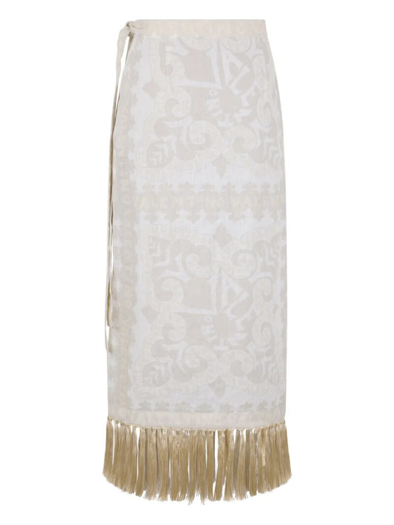 Valentino Garavani  fringed patterned midi skirt