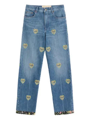 Valentino Garavani  heart-embossed jeans