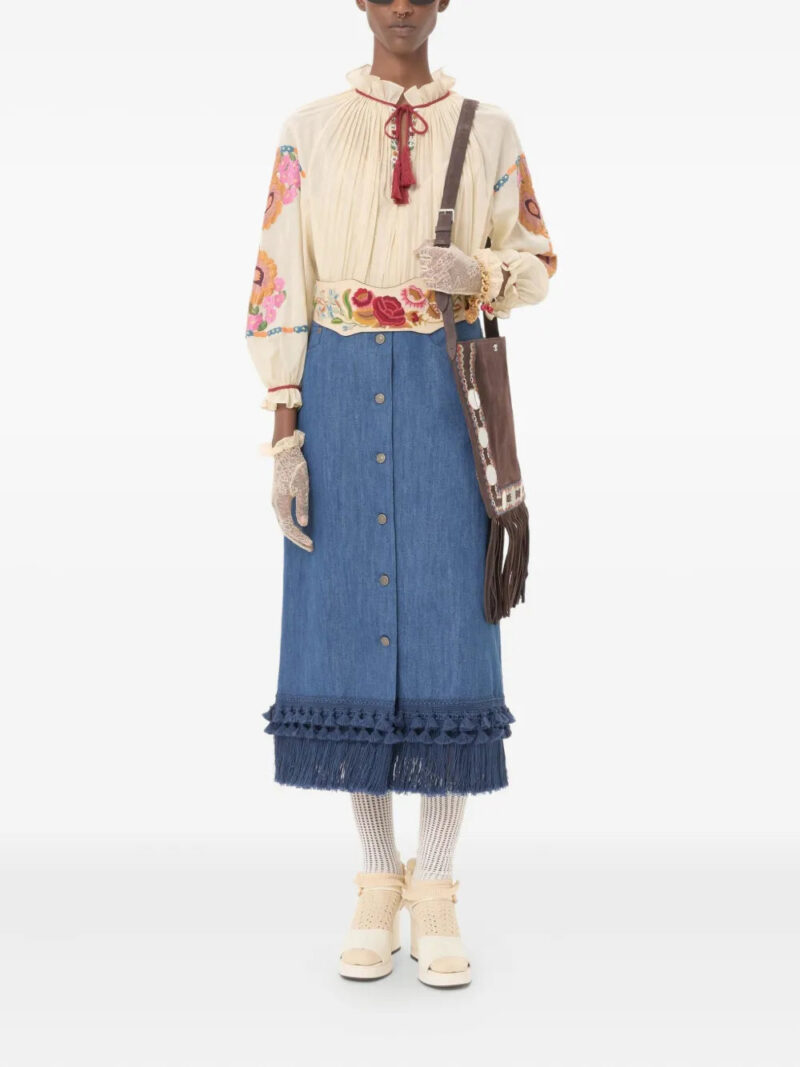 Valentino Garavani  frayed-hem skirt