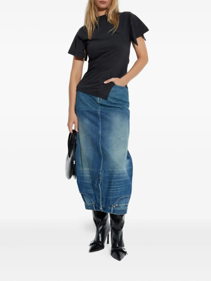 VETEMENTS  upside-down denim midi skirt